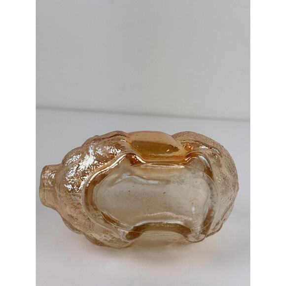 VINTAGE Anchor Hocking Marigold Amber Textured Carnival Glass Piggy Pig Bank - Picture 5 of 8